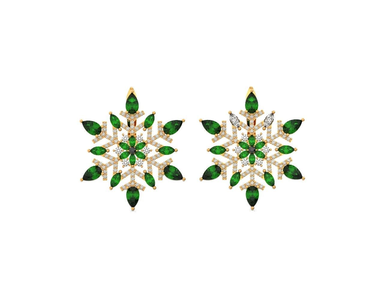 Christmas snowflake earrings 1041 3D print model_29
