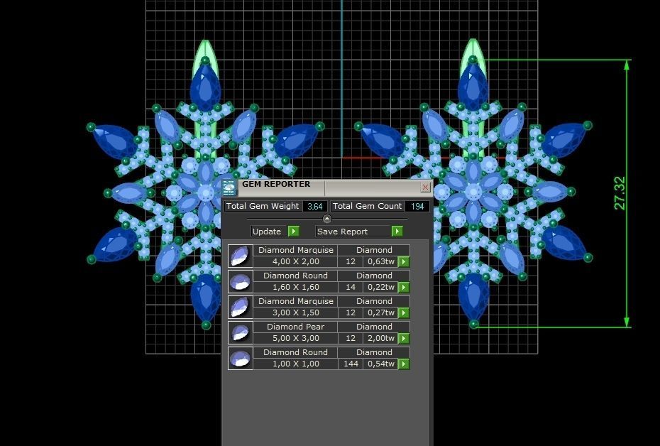 Christmas snowflake earrings 1041 3D print model_3