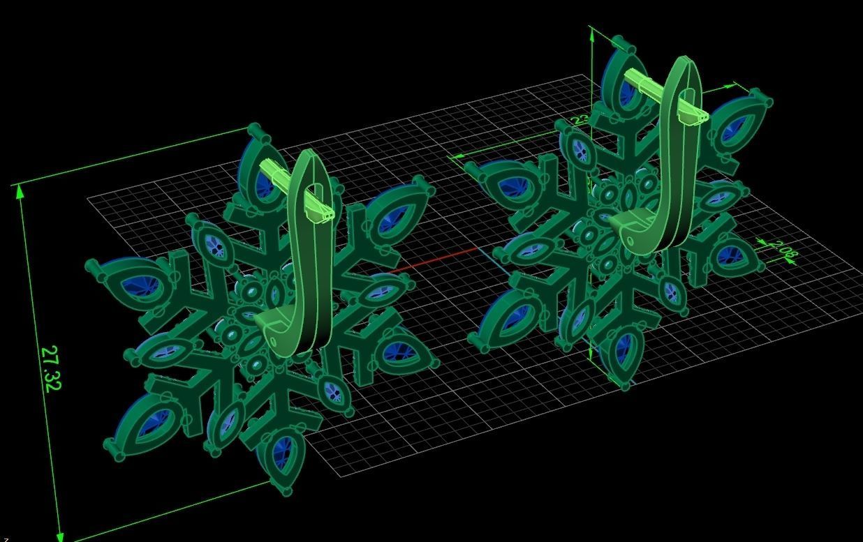 Christmas snowflake earrings 1041 3D print model_9