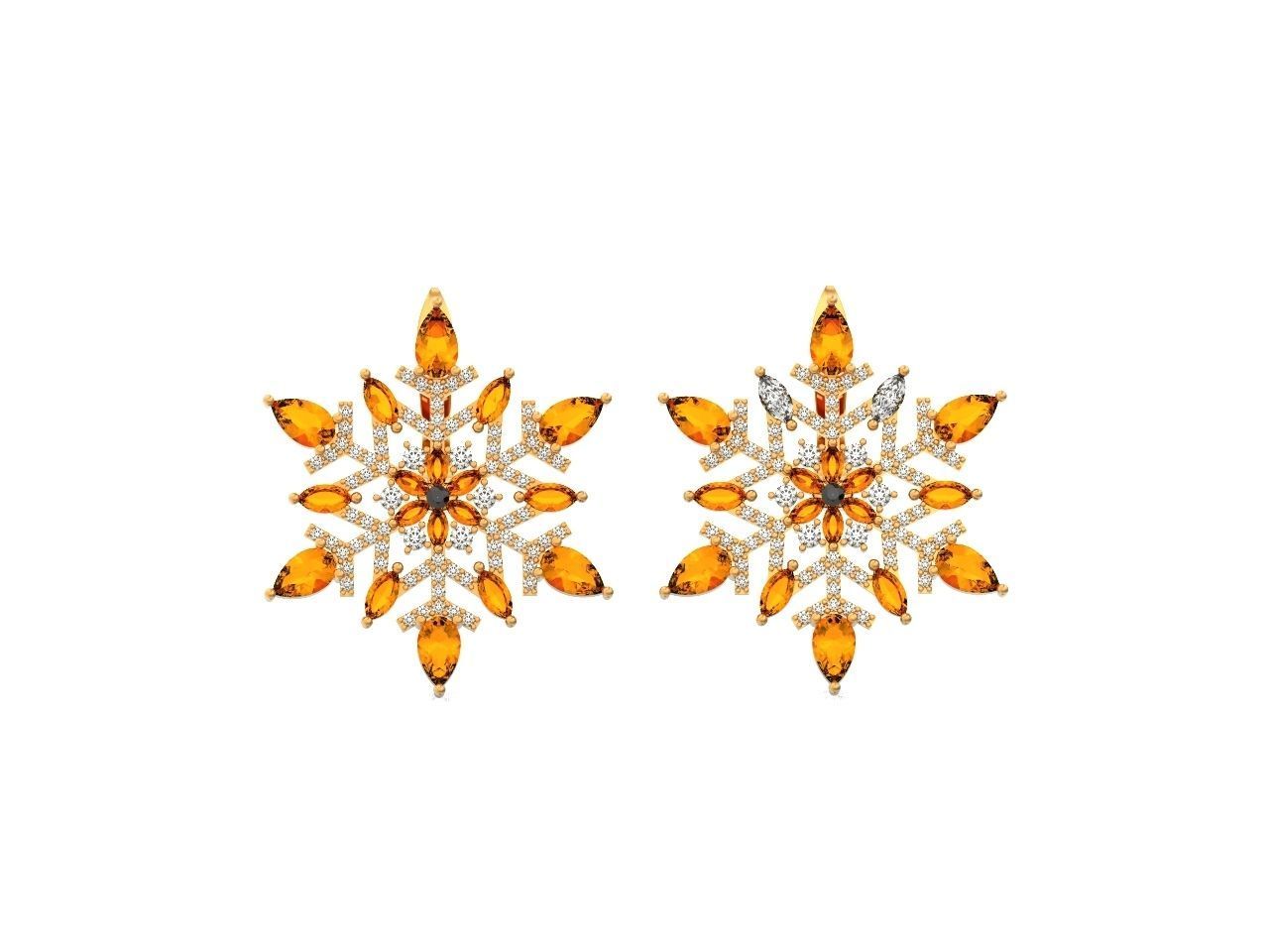 Christmas snowflake earrings 1041 3D print model_27