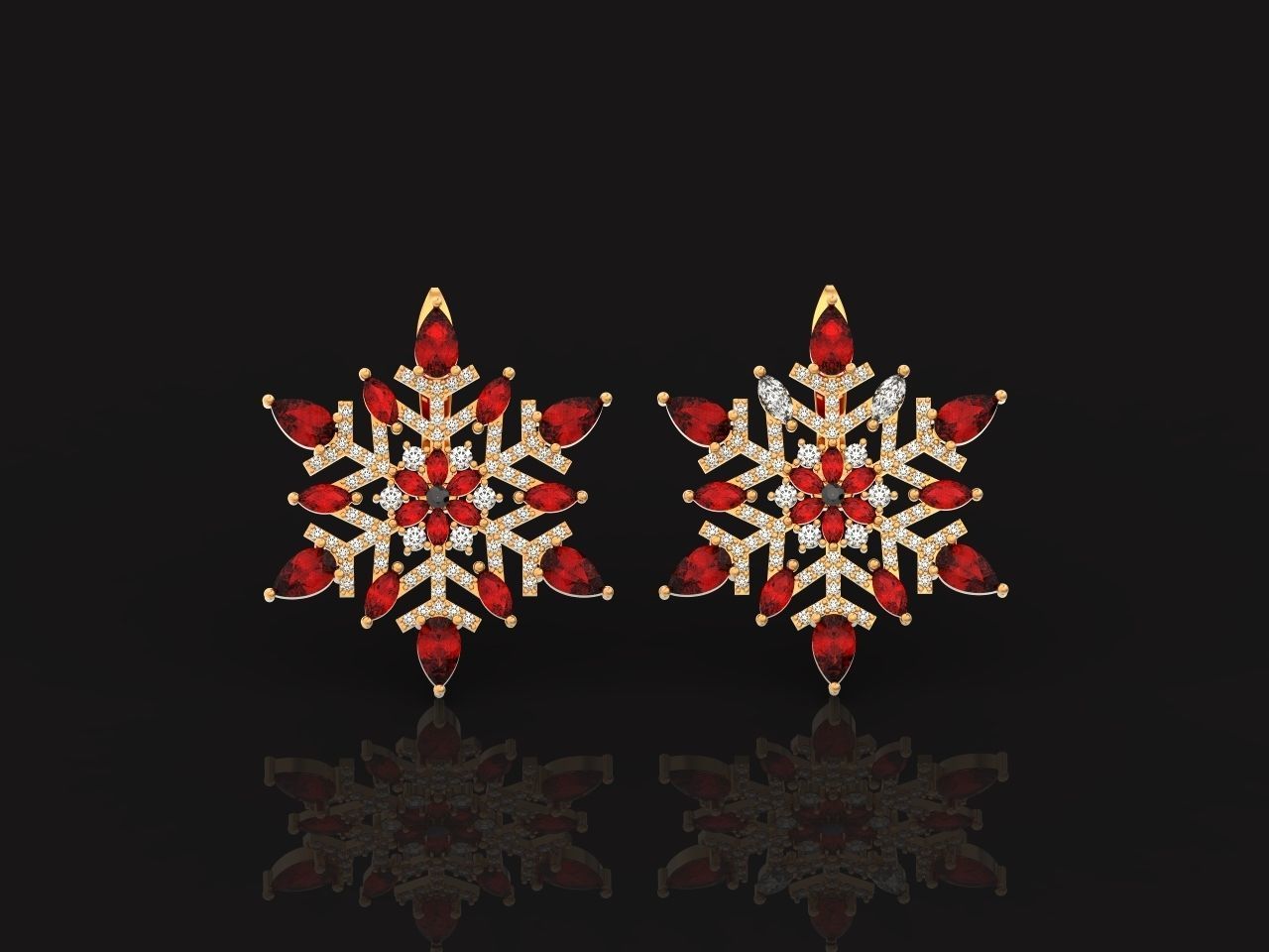 Christmas snowflake earrings 1041 3D print model_23