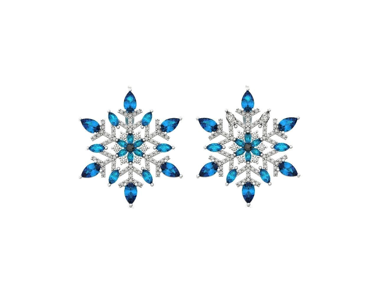 Christmas snowflake earrings 1041 3D print model_32