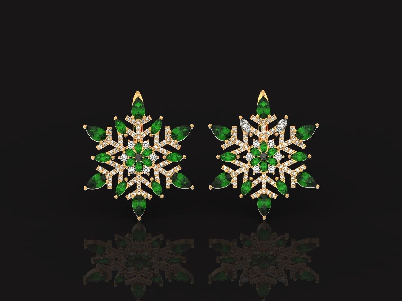 Christmas snowflake earrings 1041 3D print model_22