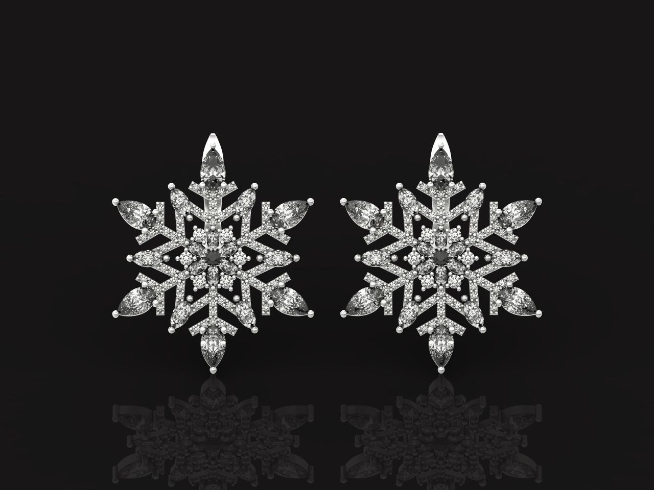 Christmas snowflake earrings 1041 3D print model_12