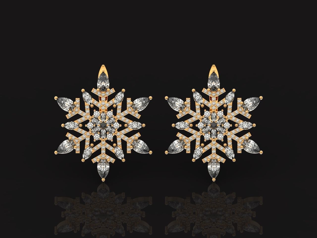Christmas snowflake earrings 1041 3D print model_15