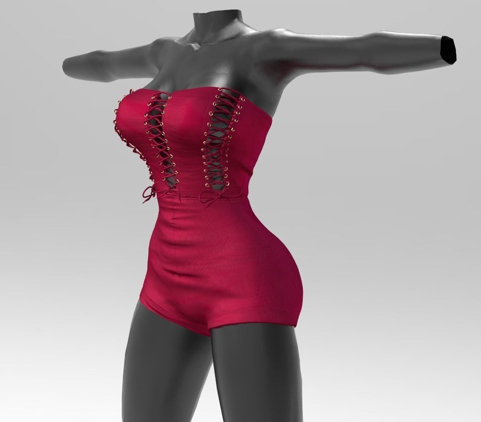 Mesh Outfit 012 Second Life Low-poly 3D model_2