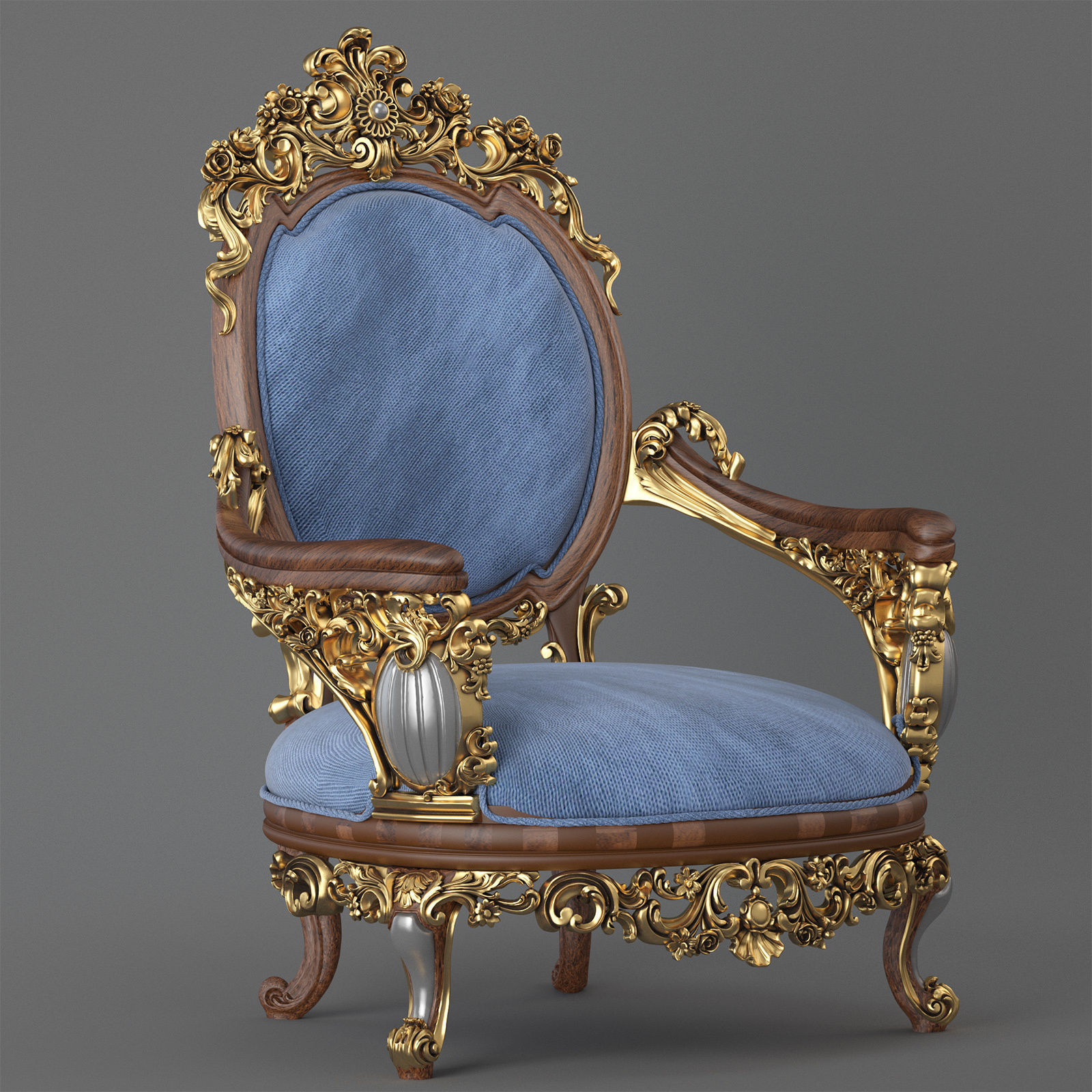 Baroque Armchair 3D model_3