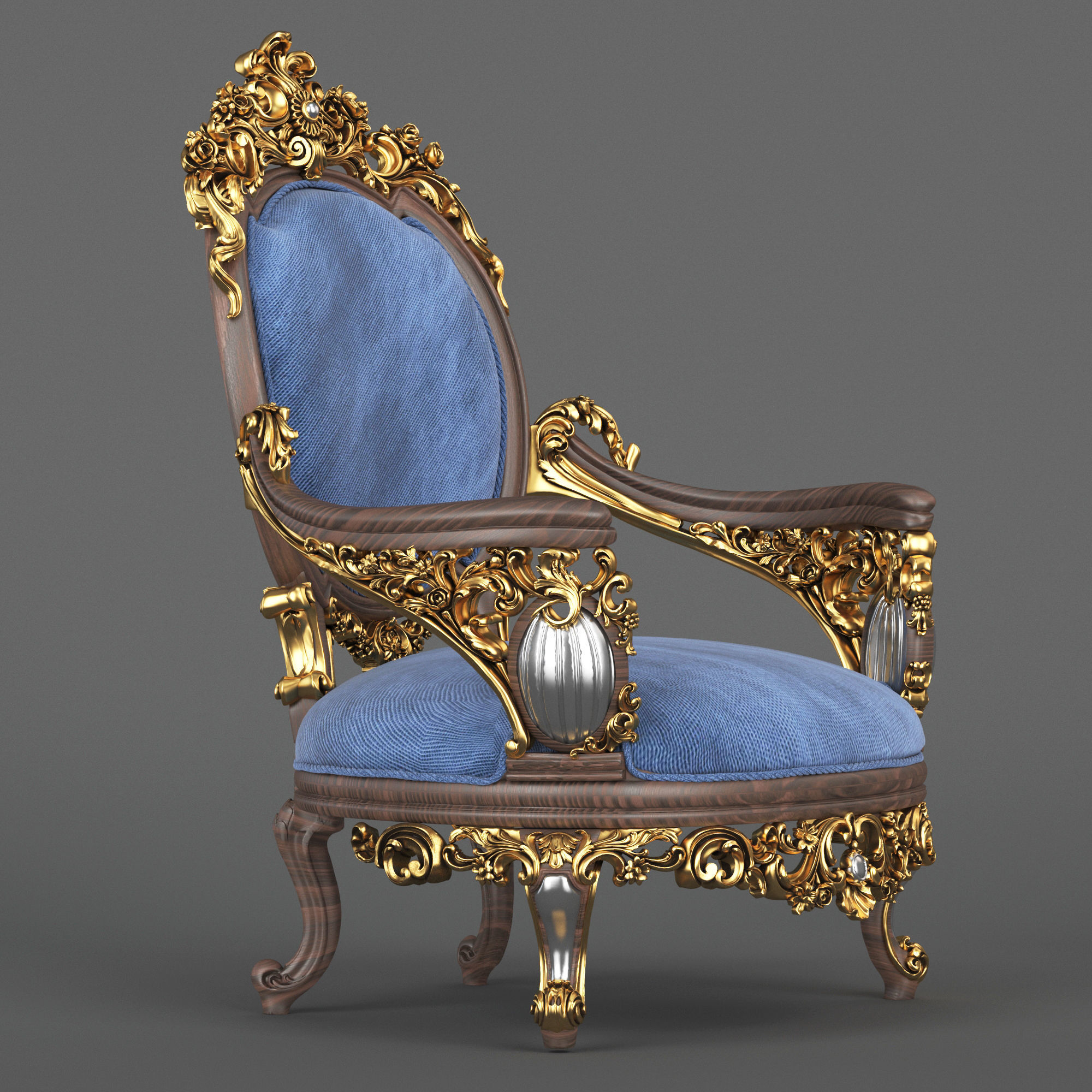 Baroque Armchair 3D model_1