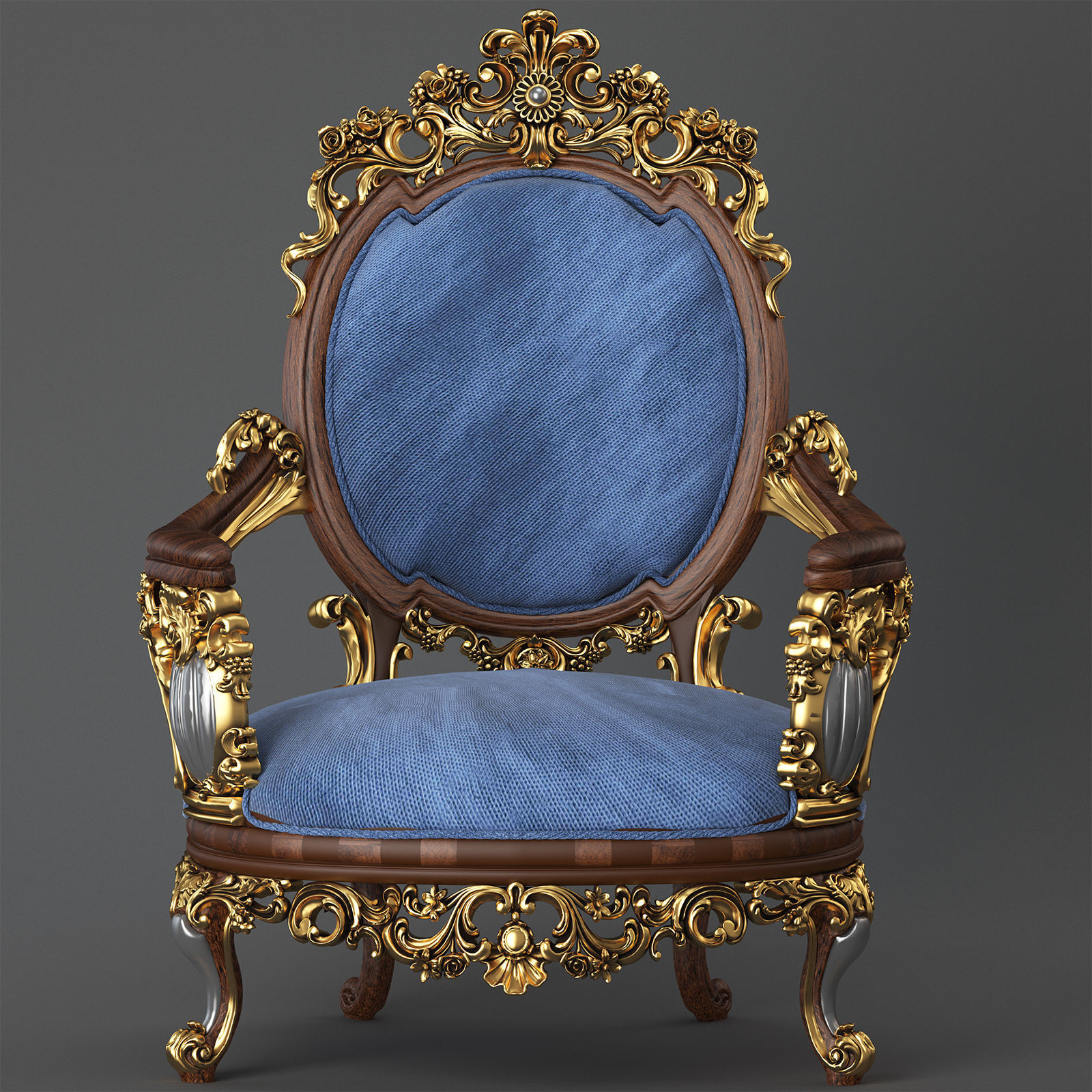 Baroque Armchair 3D model_2