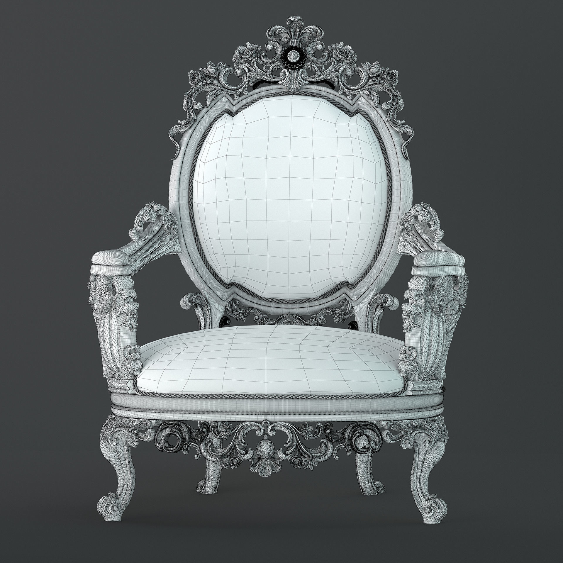 Baroque Armchair 3D model_5