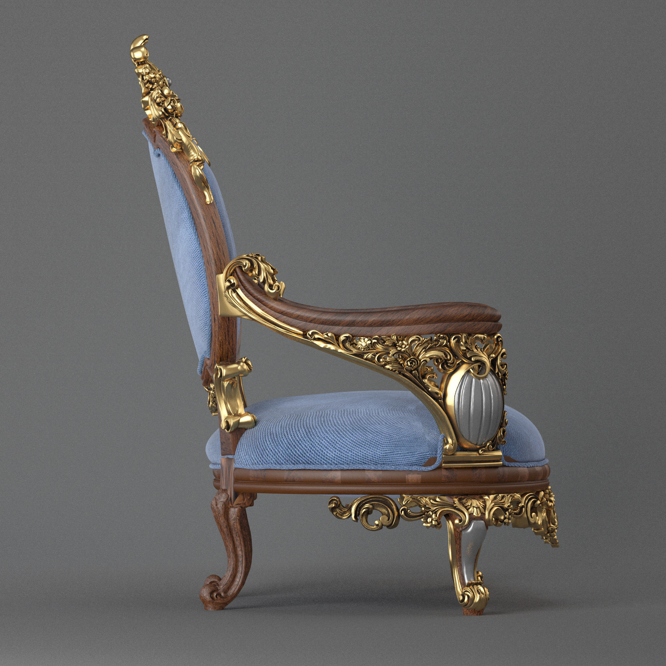 Baroque Armchair 3D model_4