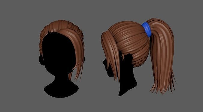 lowpoly hair for girl - woman v4 Low-poly 3D model  Low-poly 3D model