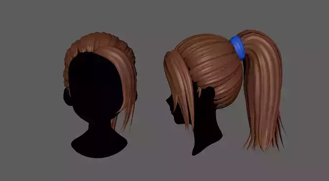 lowpoly hair for girl - woman v4 Low-poly 3D model 
