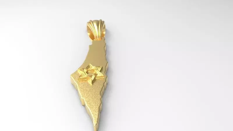 Map of Israel Necklace with Star of David Pendant Jewelry 3D print model
