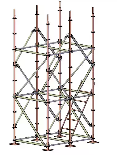 Model of scaffolding on flanges