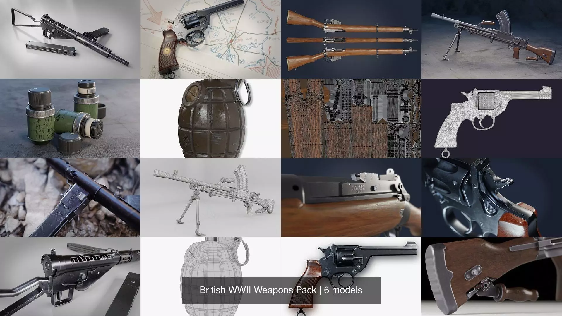 British WWII Weapons Pack 3D Model Collection_0