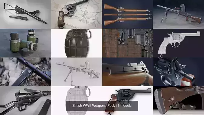 British WWII Weapons Pack 3D Model Collection