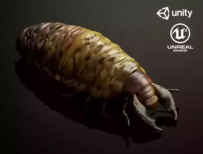 Larva insect2 - Game Ready Low-poly 3D model