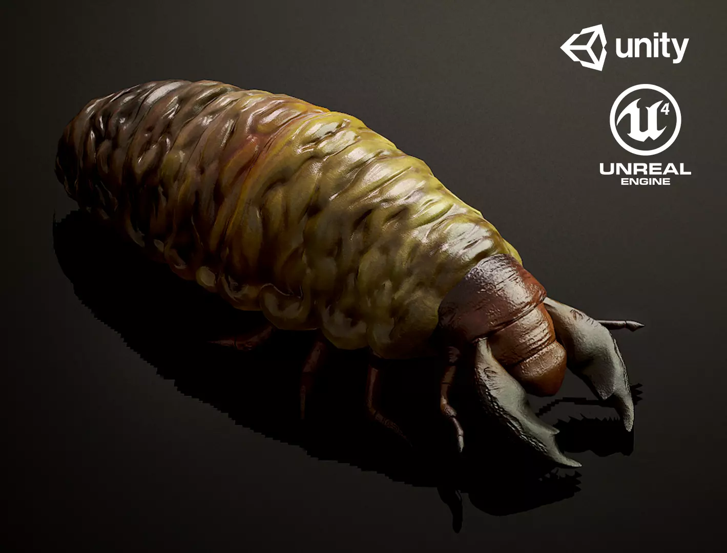 Larva insect2 - Game Ready Low-poly 3D model Low-poly 3D model_0