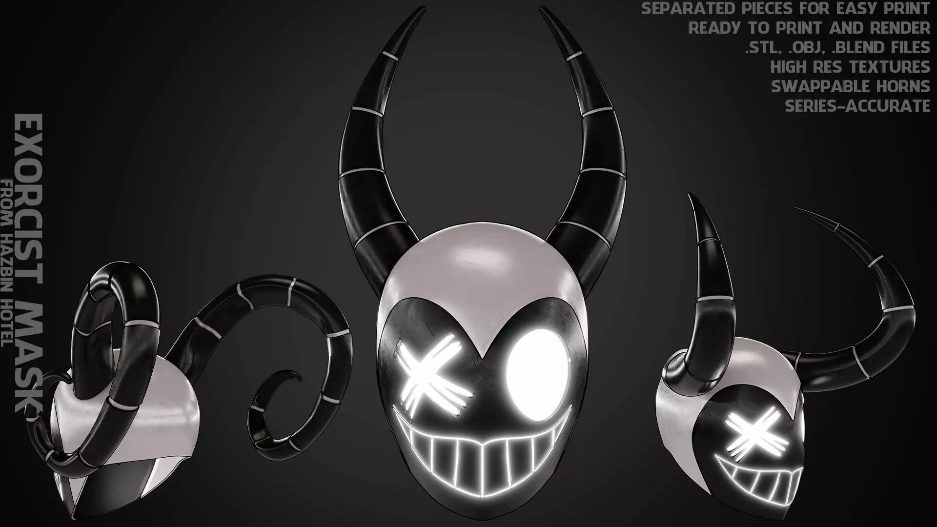 Hazbin Hotel Angel Exorcist Mask for Cosplay 3D print model_0