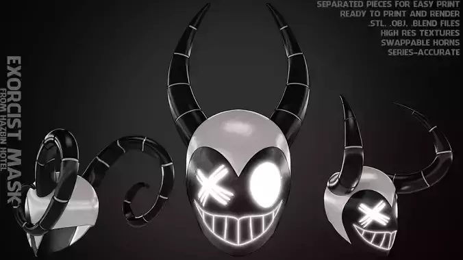 Hazbin Hotel Angel Exorcist Mask for Cosplay 3D print model