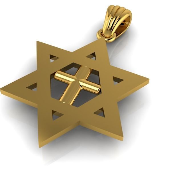 Cross Star of David Necklace Jewelry Gift 3D print model_10