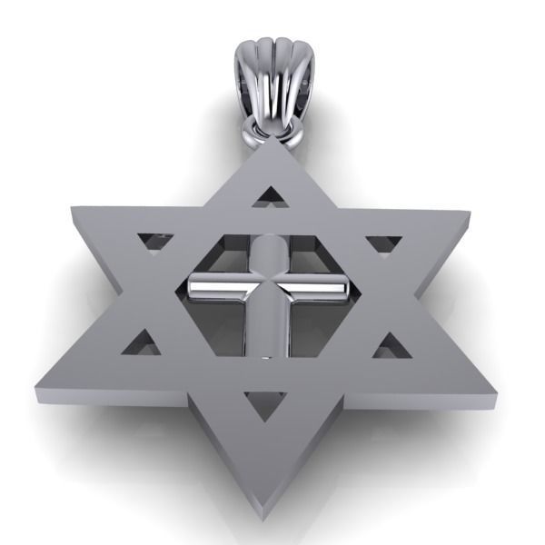 Cross Star of David Necklace Jewelry Gift 3D print model_1