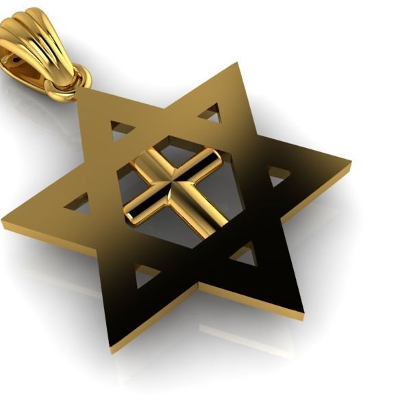 Cross Star of David Necklace Jewelry Gift 3D print model_12