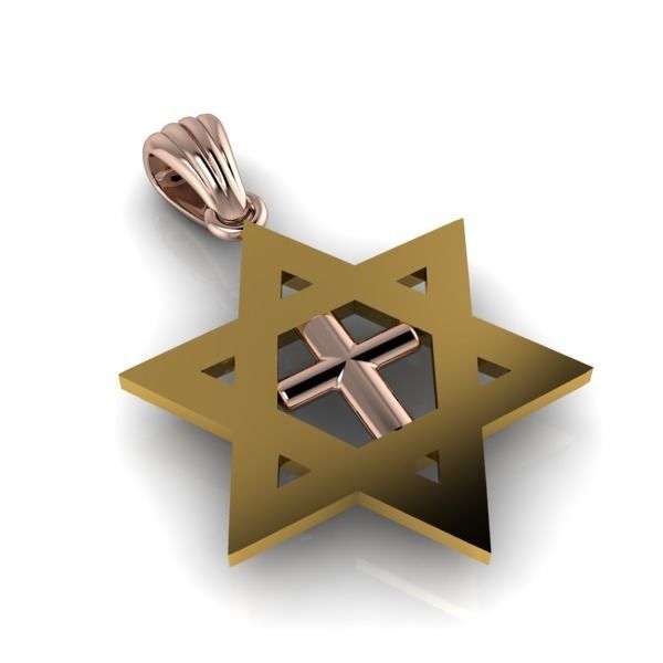 Cross Star of David Necklace Jewelry Gift 3D print model_3