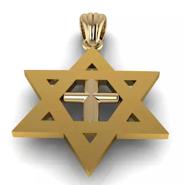 Cross Star of David Necklace Jewelry Gift 3D print model_0