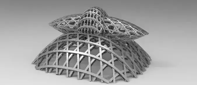 Alien brutalist weaved dome