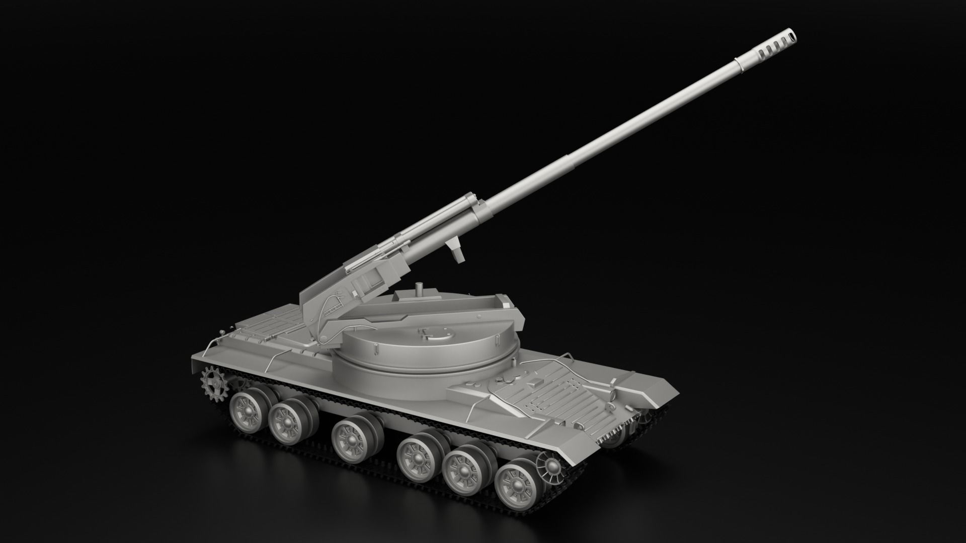 Object 327 Puck self-propelled artillery high-poly rigged 3D model_9