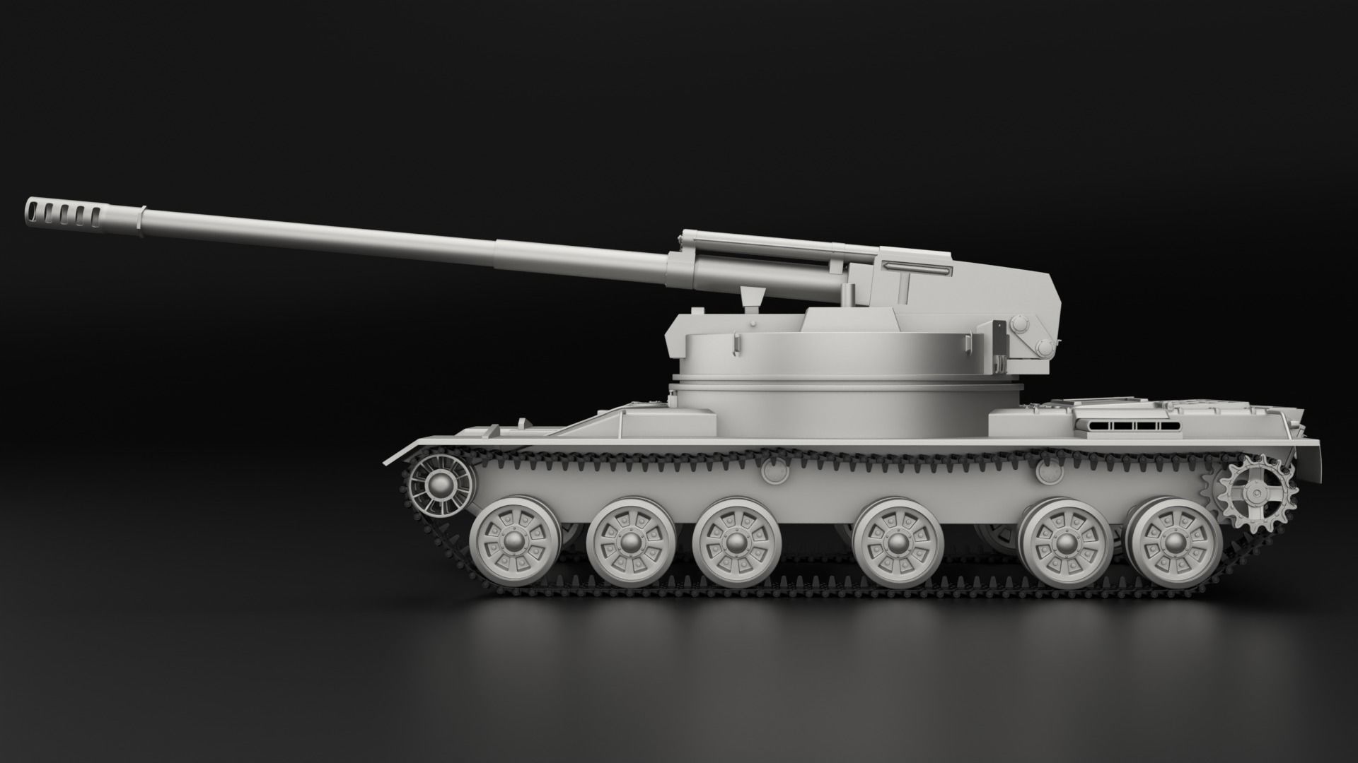 Object 327 Puck self-propelled artillery high-poly rigged 3D model_2