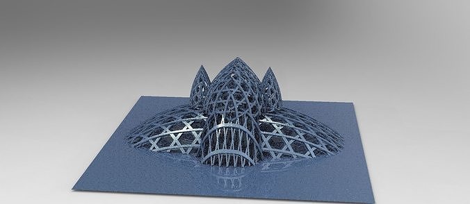 Brutalist modern weaved temple 3D model