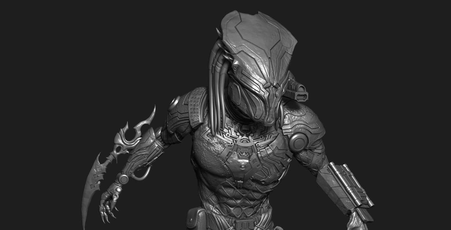 Cyborg Predator Statue 3D print model_1