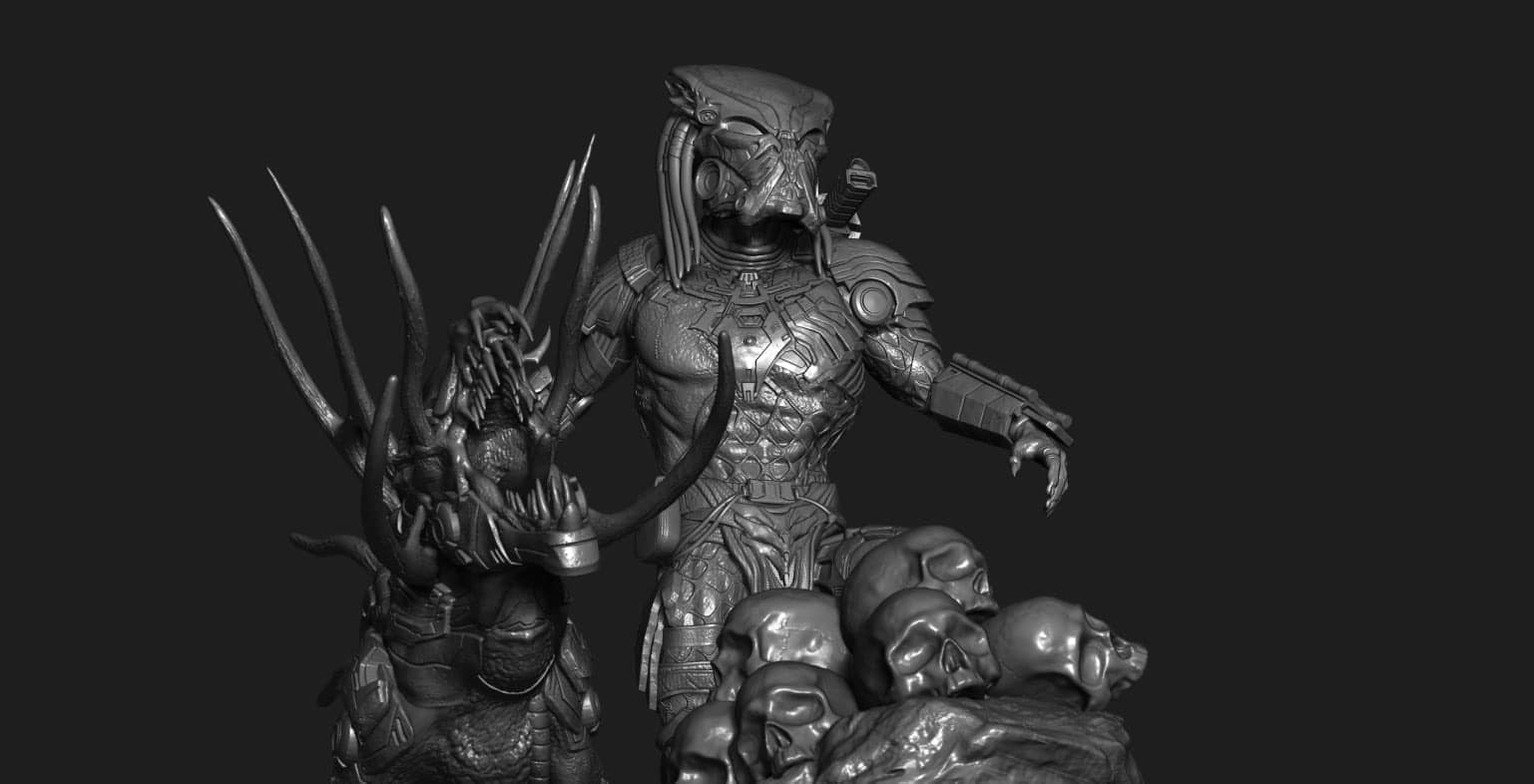 Cyborg Predator Statue 3D print model_11