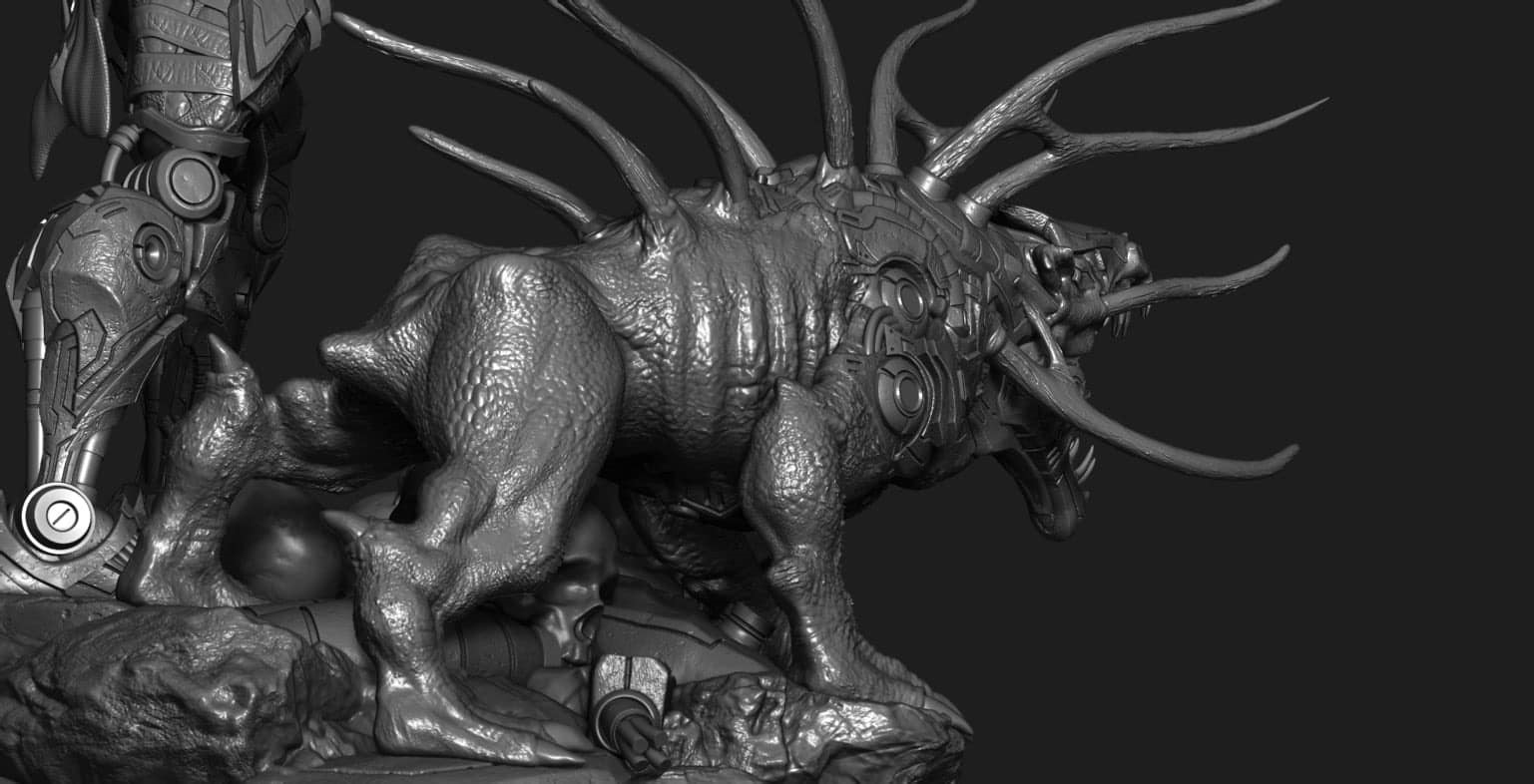 Cyborg Predator Statue 3D print model_2
