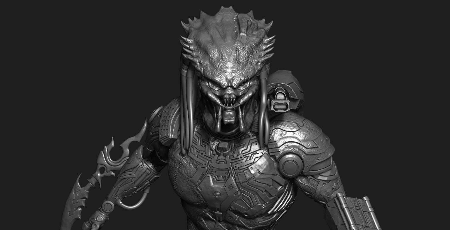 Cyborg Predator Statue 3D print model_10