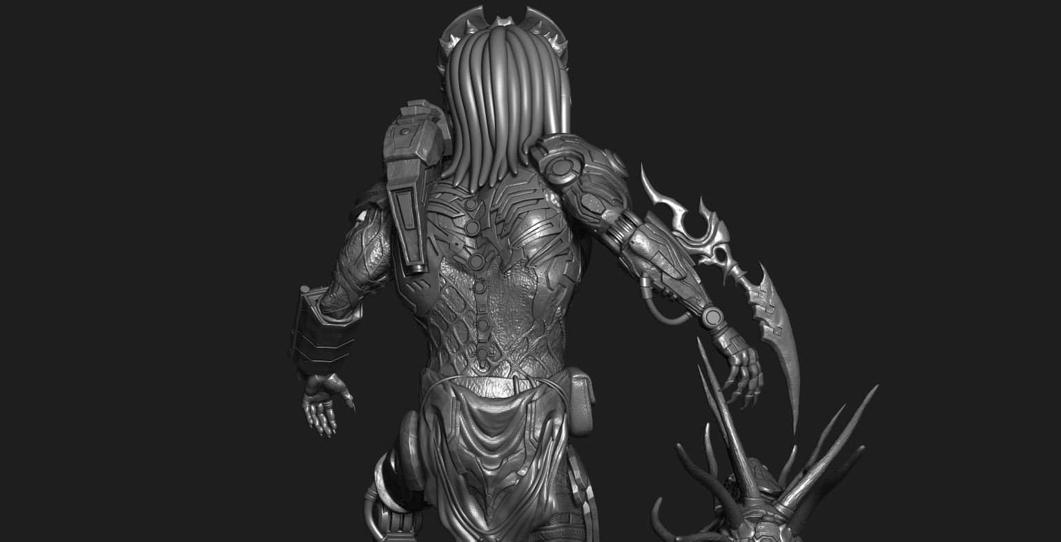 Cyborg Predator Statue 3D print model_9