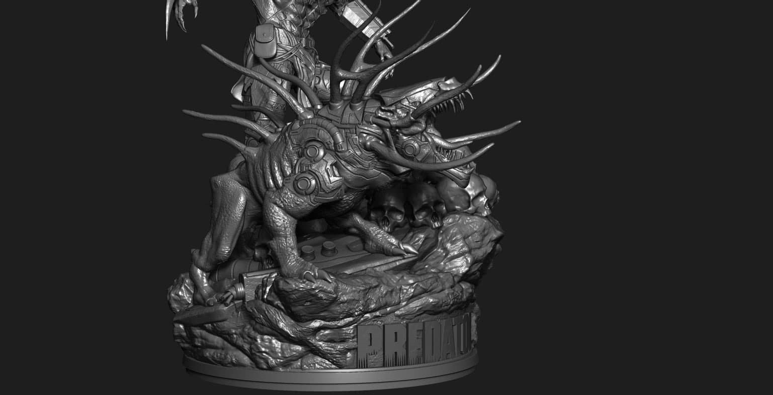 Cyborg Predator Statue 3D print model_7