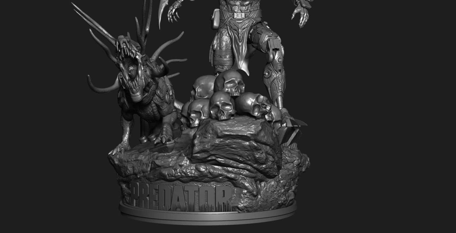 Cyborg Predator Statue 3D print model_4