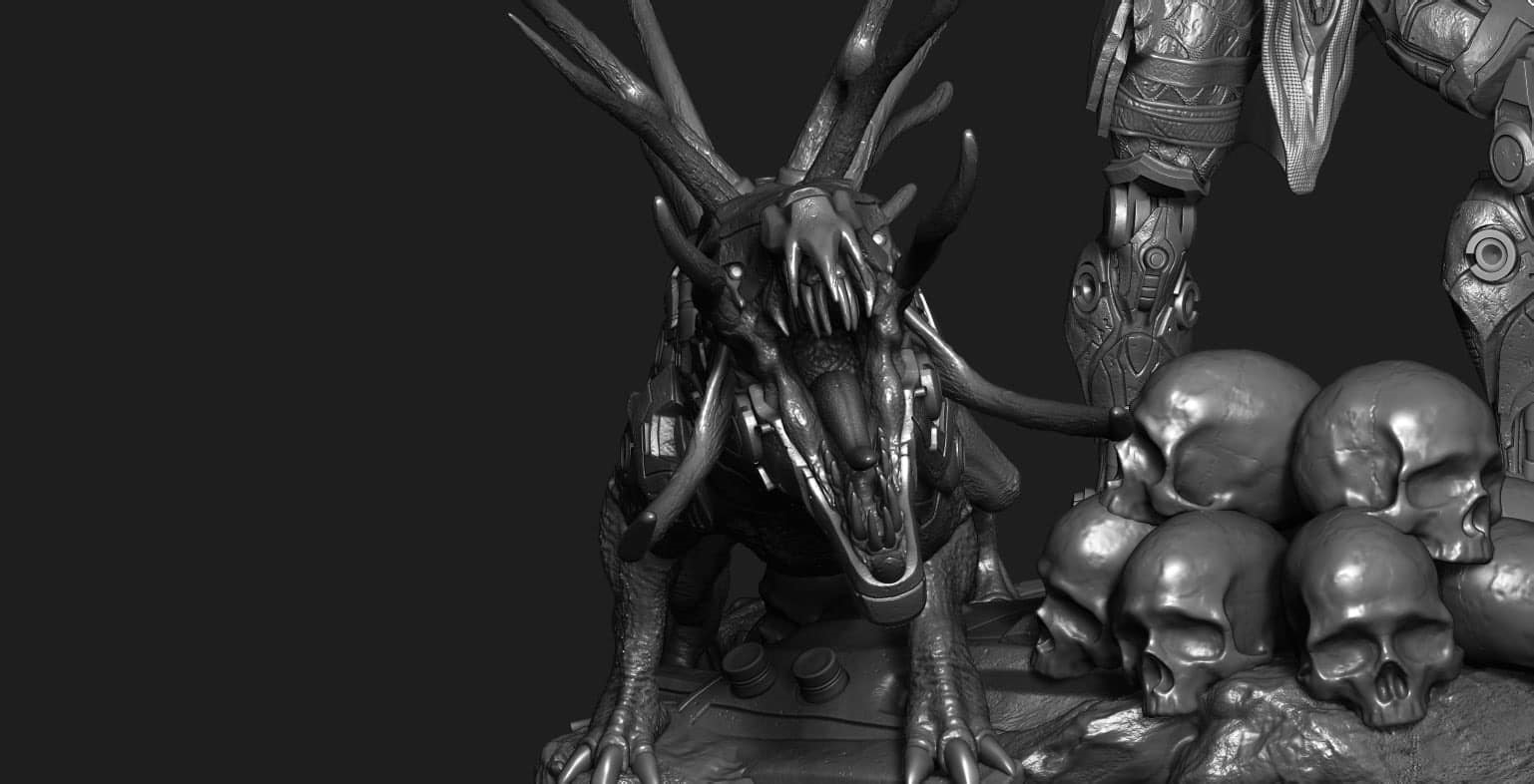 Cyborg Predator Statue 3D print model_5