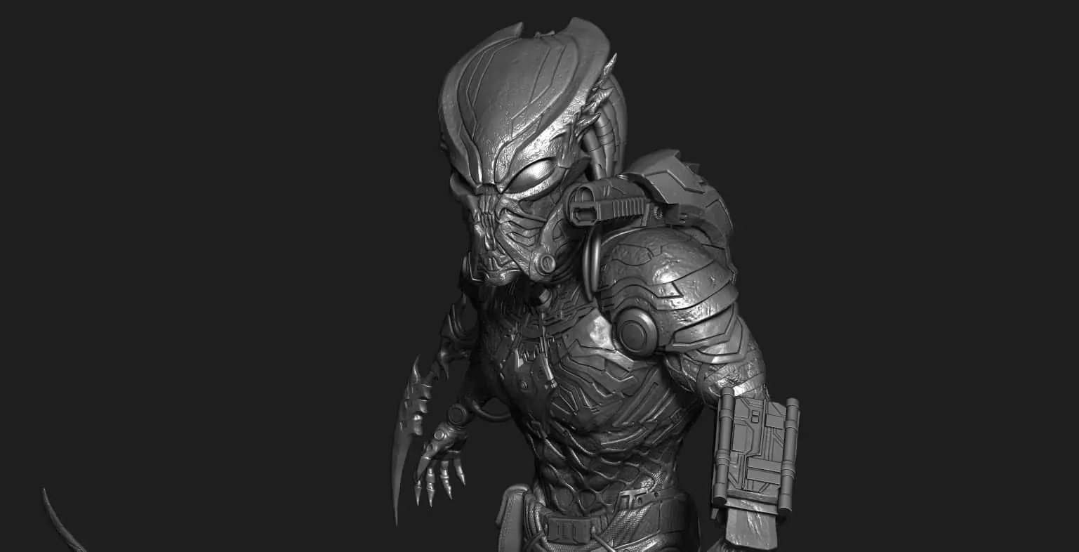 Cyborg Predator Statue 3D print model_0