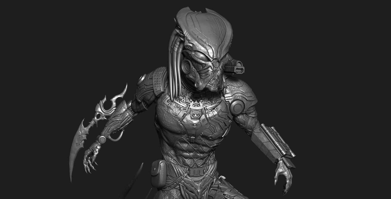 Cyborg Predator Statue 3D print model_8