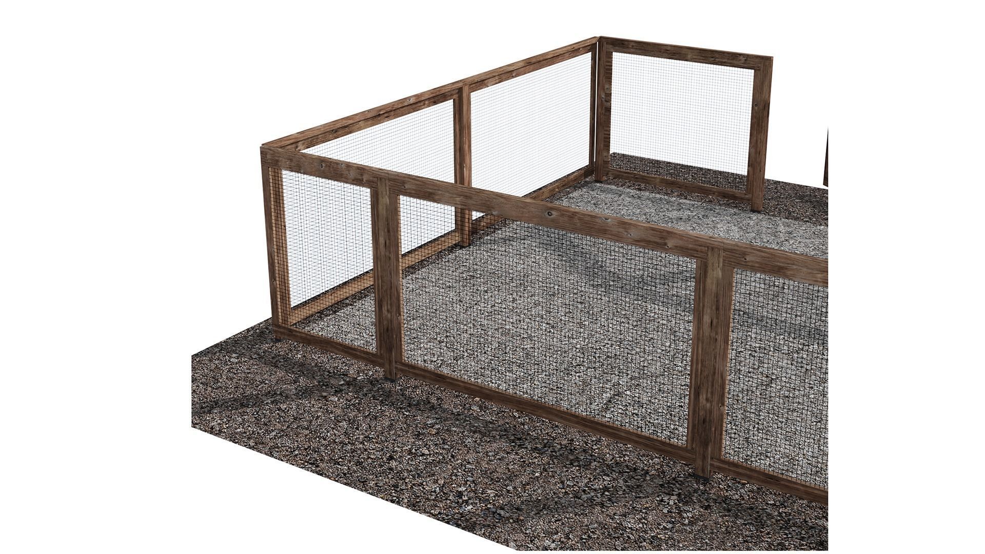 Wooden fence with gravel platform Low-poly 3D model_7