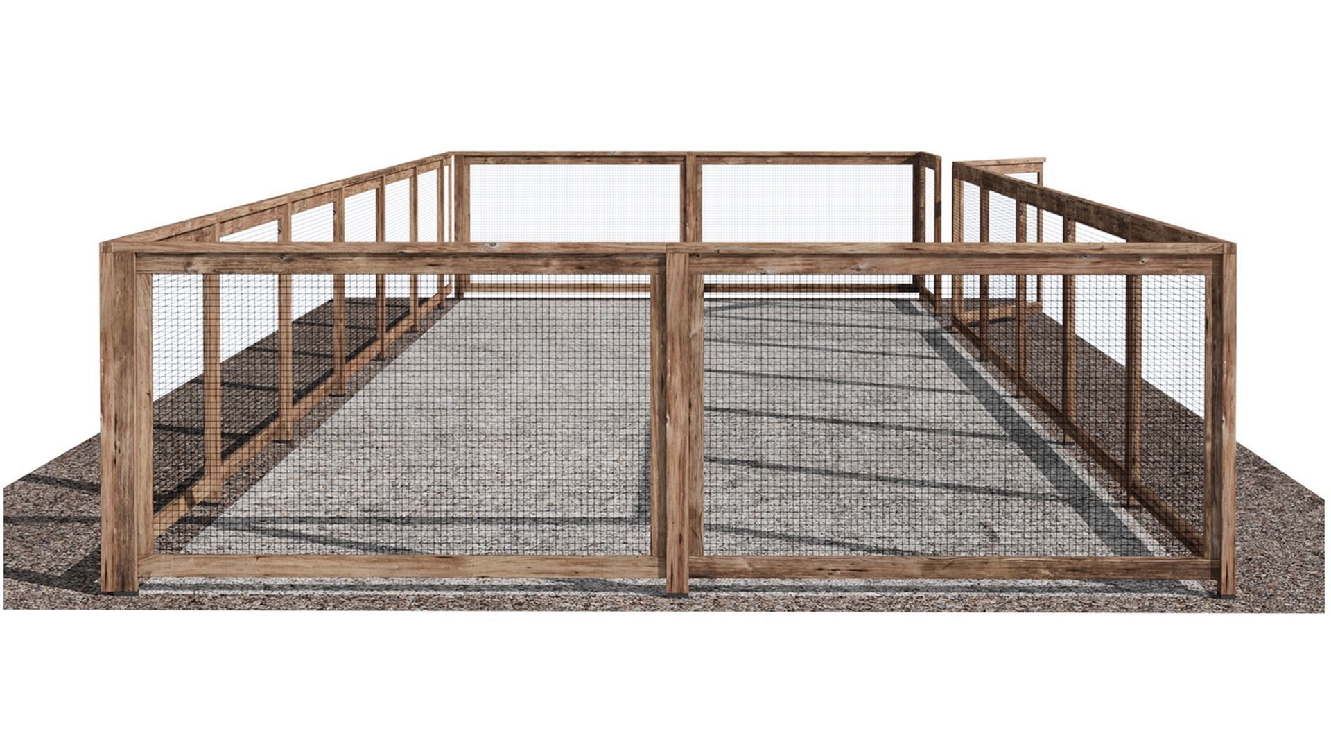 Wooden fence with gravel platform Low-poly 3D model_5