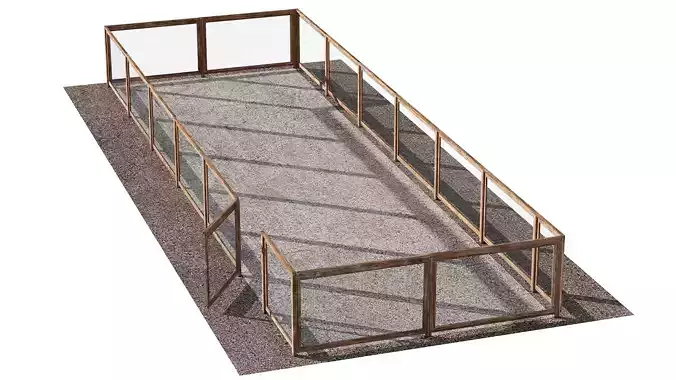 Wooden fence with gravel platform 