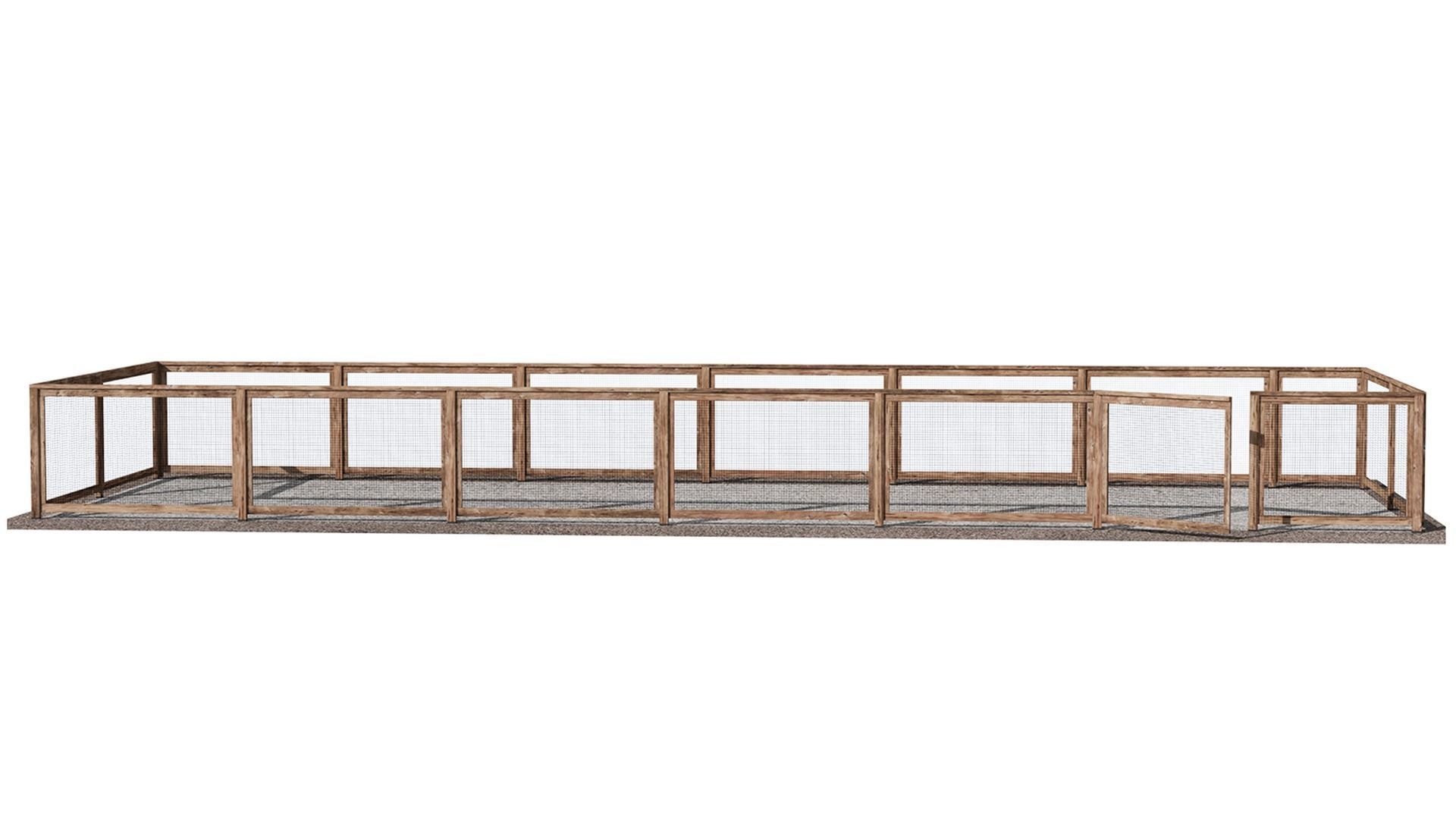 Wooden fence with gravel platform Low-poly 3D model_8