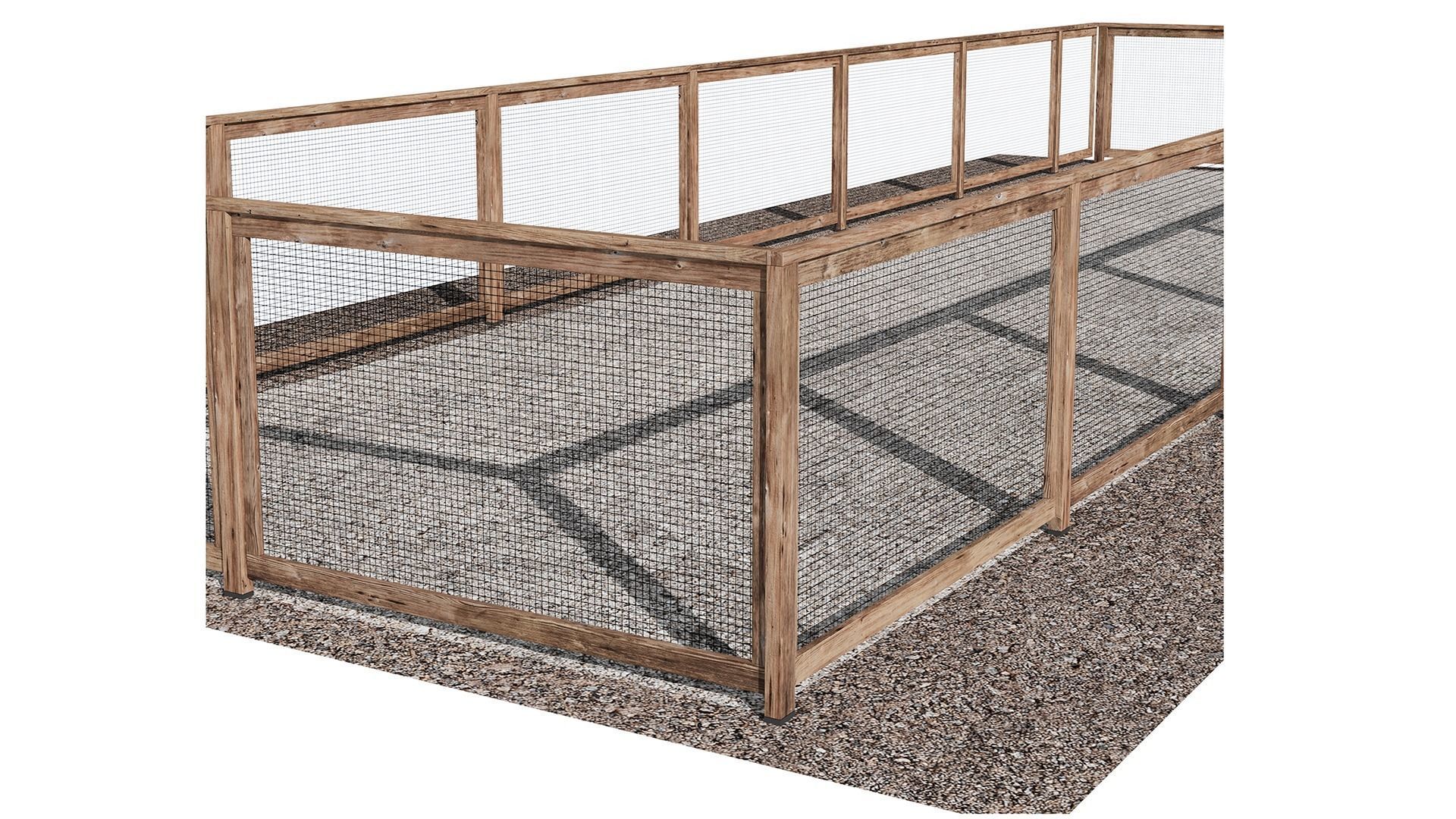 Wooden fence with gravel platform Low-poly 3D model_4