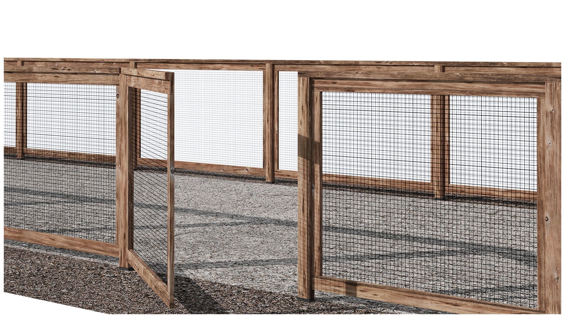 Wooden fence with gravel platform Low-poly 3D model_3